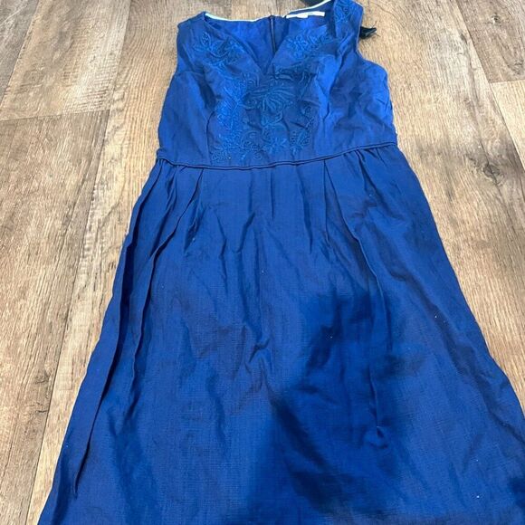 Boden Cobalt Blue Sleeveless Embroidered Sheath Dress Lined Knee-Length Size 6 - Picture 5 of 11
